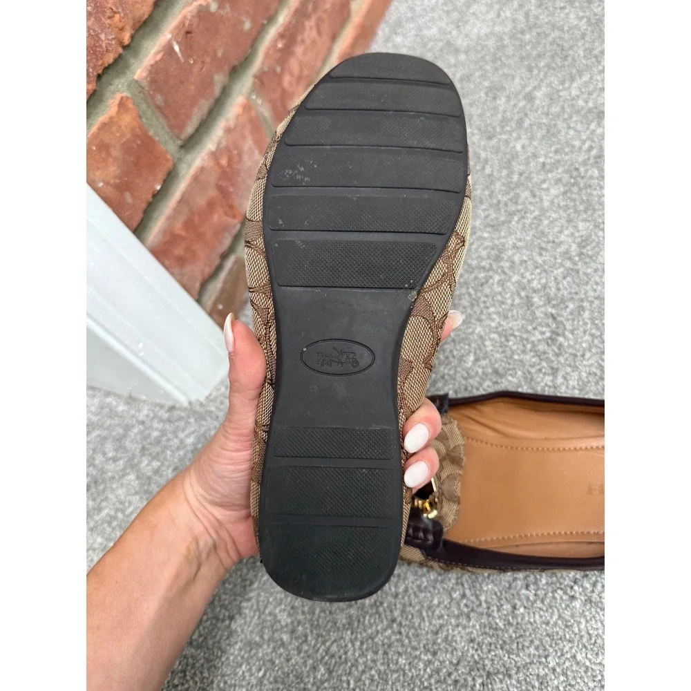 Coach Olive Signature Monogram Jacquard Loafers Brown Gold Hardware  9B